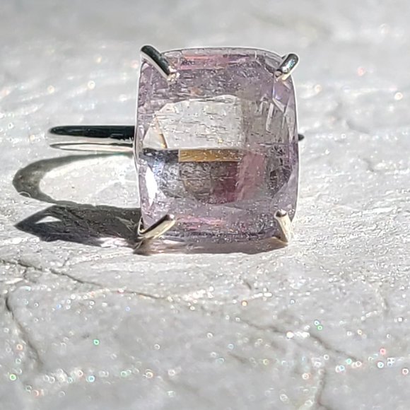 Kunzite Genuine Stone Ring Size 8 Sterling Silver-Kunzite Jewelry - Picture 1 of 10